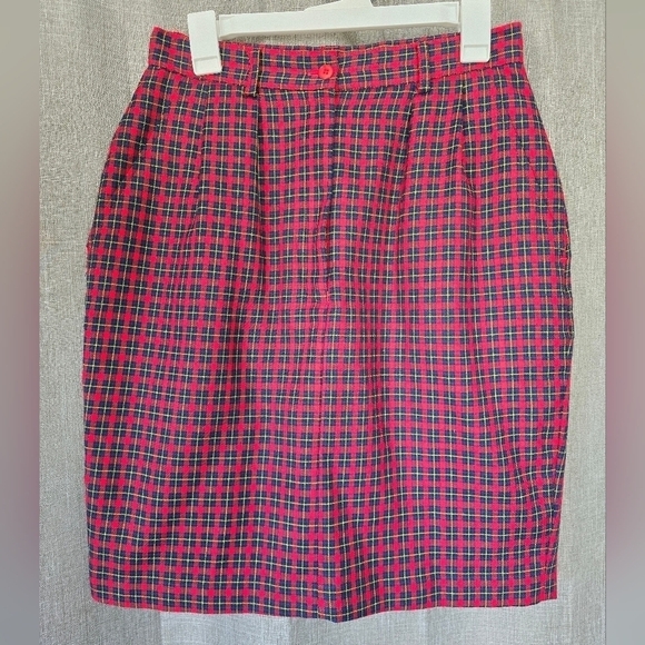 Vintage 90s Pleated Tartan Plaid Skirt Womens 12 Schoolgirl Knee Length VTG Y2K - Picture 1 of 5